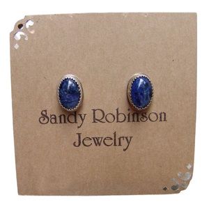 Dumortierite 925 Sterling Silver Post Earrings by Sandy Robinson Jewelry